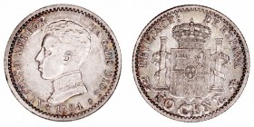 Alfonso XIII
50 Céntimos. AR. 1904 *1-0 PCV. 2.52g. Cal.47 (2019). Suave y bonita pátina. EBC.