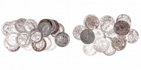 Lotes de Conjunto
50 Céntimos. AR. Lote de 19 monedas. 1880 (5), 1881 (3), 1885 (3), 1892, 1904 (4) y 1926 (3). MBC a BC-.