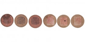II República
15 Céntimos. Lote de 3 cartón moneda. Algo sucios. (BC-).