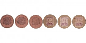 II República
25 Céntimos. Lote de 3 cartón moneda (Zorrilla). (BC-).