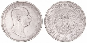 Austria Francisco José I
5 Coronas. AR. 1909. 24.00g. KM.2814. Limpiada. (MBC-).