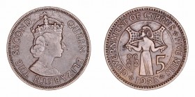 Chipre Isabel II
5 Mils. AE. 1955. KM.34. MBC.
