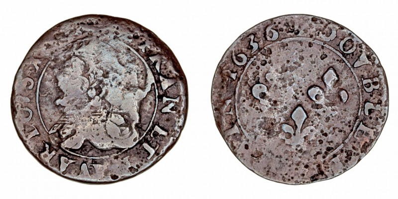 Francia Luis XIII
AE. 1636. Doble Lorrain. 1.47g. KM.87. BC-.