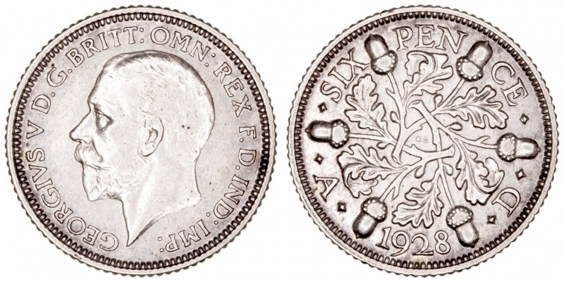 Gran Bretaña Jorge V
6 Pence. AR. 1928. 2.83g. KM.832. MBC/MBC+.