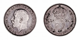 Gran Bretaña Jorge V
3 Pence. AR. 1919. KM.813. Manchitas. (MBC+/MBC).