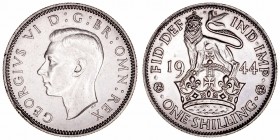 Gran Bretaña Jorge VI
Shilling. AR. 1944. 5.66g. KM.853. EBC.