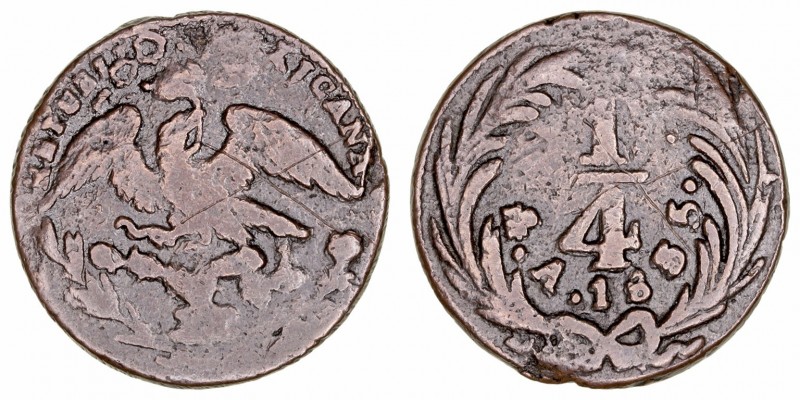 Méjico 
1/4 Real. AE. 1835 A. KM.358. BC+.