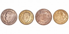Mónaco 
AE. 1950. Lote de 2 monedas. 50 y 100 Francos. EBC+ a EBC-.