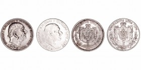 Montenegro 
Perper. AR. Lote de 2 monedas. 1909 y 1912. KM.14. MBC a BC+.
