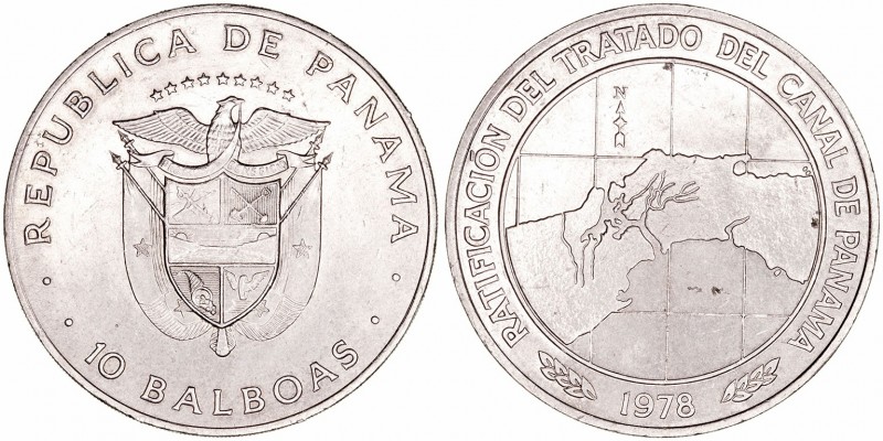 Panamá 
10 Balboas. Ni. 1978. Ratificación del Tratado del Canal de Panamá. 42....