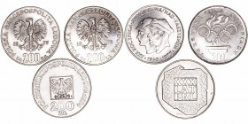 Polonia 
200 Zlotych. AR. Lote de 3 monedas. 1974, 1975 y 1976. EBC.