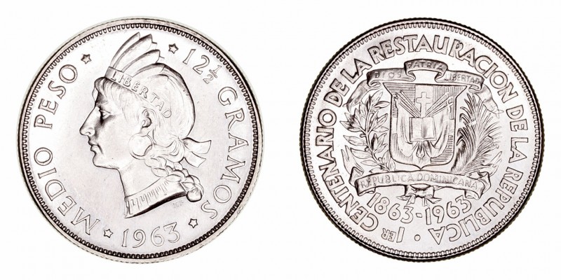 República Dominicana 
1/2 Peso. AR. 1963. 12.52g. KM.29. EBC+.