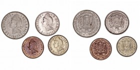 República Dominicana 
AE. 1963. Lote de 4 monedas. 1, 5, 10 y 25 Centavos. MBC+ a MBC-.