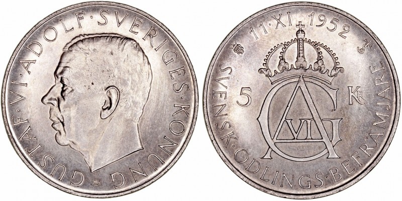 Suecia Gustavo VI
5 Coronas. AR. 1952 TS. 22.88g. KM.828. EBC.