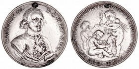 Carlos IV
Medalla. AE. Proclamación en la Academia de la Nobles Artes de Sevilla 1789. 41.61g. 42.00mm. H.96. Plateada. Rayitas y agujero tapado. (MB...