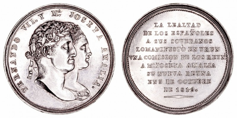 Fernando VII
Medalla. AR. Matrimonio de Fernando VII y Mª Josefa Amalia. Irún, ...