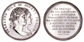 Fernando VII
Medalla. AR. Matrimonio de Fernando VII y Mª Josefa Amalia. Irún, 3 Octubre 1819. 40.41g. 41.00mm. Vives 331. VQ.14220. Ligeras rayitas ...