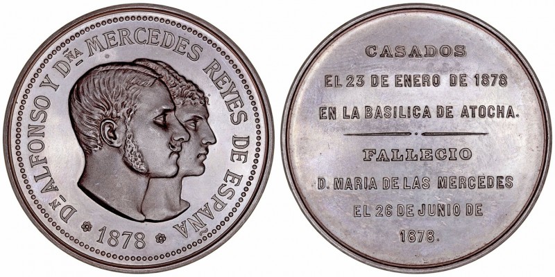 Alfonso XII
Medalla. AE. Matrimonio y Fallecimiento de Mª de las Mercedes, 1878...