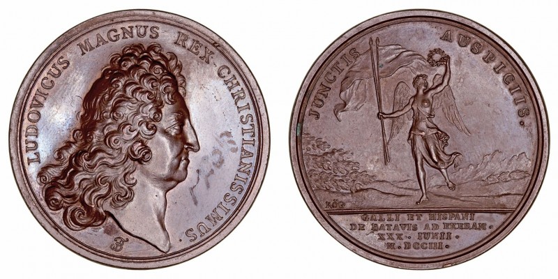 Luis XIV
Medalla. AE. Franceses y Españoles frente a los Holandeses en la Batal...