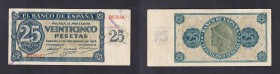 Estado Español, Banco de España
25 Pesetas. Burgos, 21 noviembre 1936. Serie D. ED.419a. MBC.