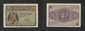 Estado Español, Banco de España
1 Peseta. Burgos, 28 febrero 1938. Serie F. ED.427a. EBC-.