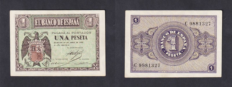 Estado Español, Banco de España
1 Peseta. Burgos, 30 abril 1938. Serie C. ED.42...