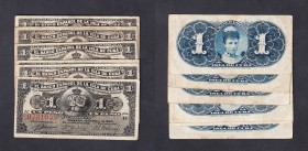 Banco Español de la Isla de Cuba
Peso. Habana, 15 mayo 1896. Lote de 6 billetes. ED.71. MBC a BC+.