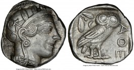 ATTICA. Athens. Ca. 440-404 BC. AR tetradrachm (25mm, 17.20 gm, 9h). NGC AU 5/5 - 4/5. Mid-mass coinage issue. Head of Athena right, wearing crested A...