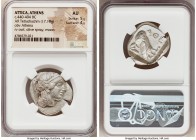 ATTICA. Athens. Ca. 440-404 BC. AR tetradrachm (mm, 17.18 gm, 5h). NGC AU 5/5 - 4/5. Mid-mass coinage issue. Head of Athena right, wearing crested Att...
