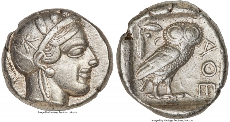 ATTICA. Athens. Ca. 440-404 BC. AR tetradrachm (25mm, 17.16 gm, 5h). XF. Mid-mas...