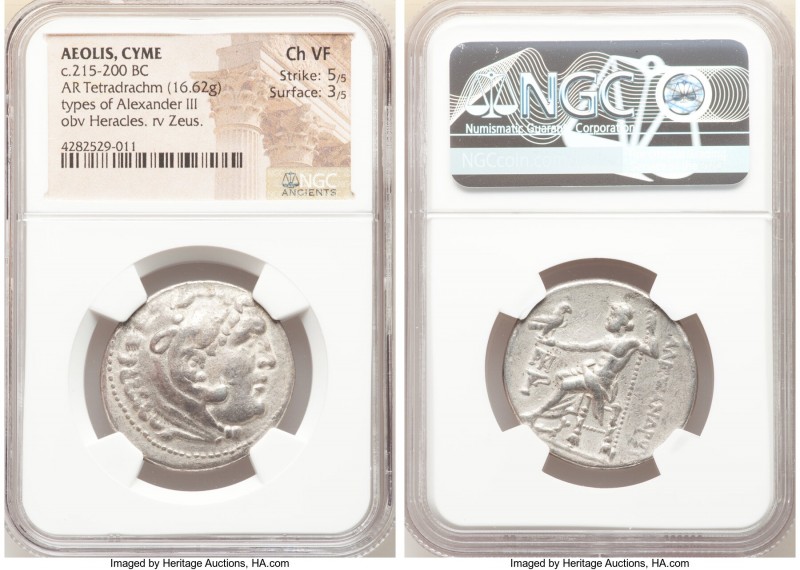 AEOLIS. Cyme. Ca. 215-200 BC. AR tetradrachm (30mm, 16.62 gm, 1h). NGC Choice VF...