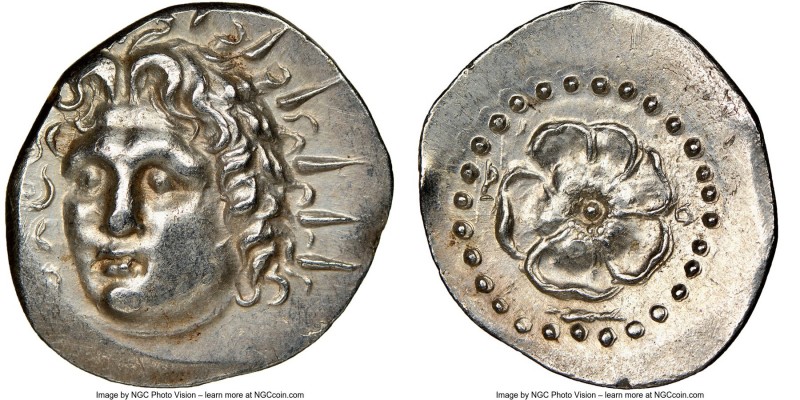 CARIAN ISLANDS. Rhodes. Ca. 84-30 BC. AR drachm (20mm, 11h). NGC AU, brushed, ed...