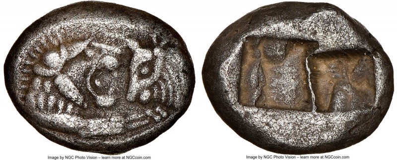 LYDIAN KINGDOM. Croesus (561-546 BC). AR half-stater or siglos (15mm, 5.14 gm). ...