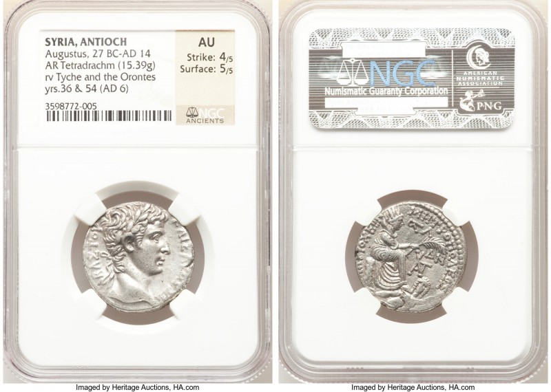 SYRIA. Antioch. Augustus (27 BC-AD 14). AR tetradrachm (25mm, 15.39 gm, 1h). NGC...