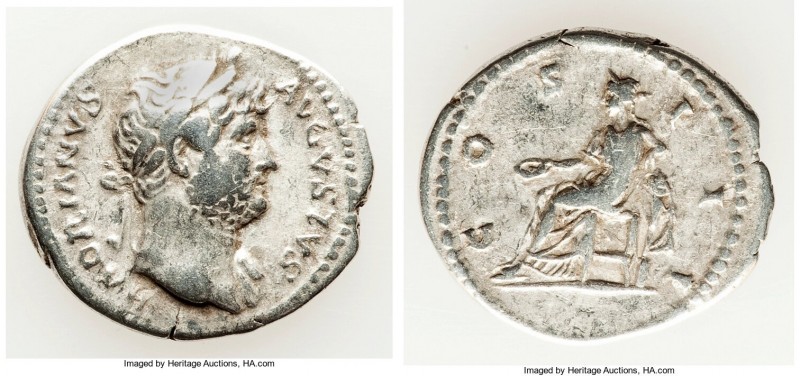 Hadrian (AD 117-138). AR denarius (20mm, 3.36 gm, 6h). Choice Fine. Rome, ca. AD...