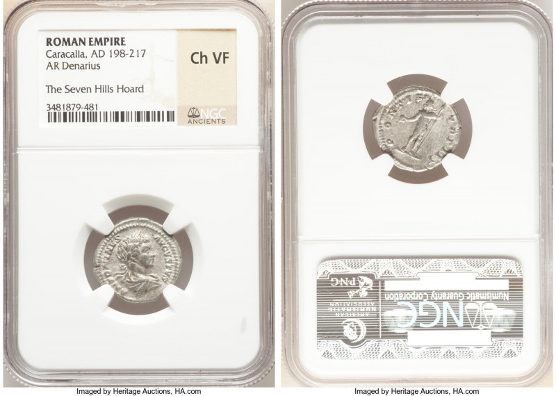 Caracalla (AD 198-217). AR Denarius (20mm, 7h). NGC Choice VF. Rome, AD 200. ANT...