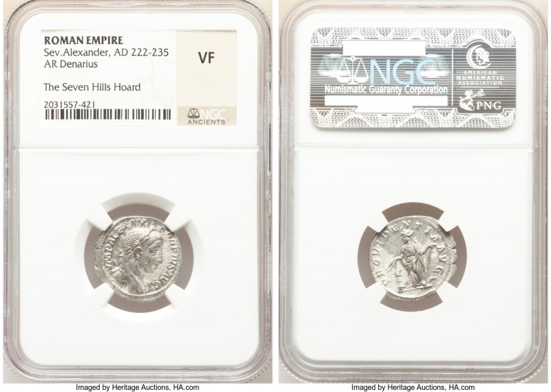 Severus Alexander (AD 222-235). AR denarius (20mm, 12h). NGC VF. Rome. IMP ALEXA...