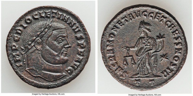 Diocletian (AD 284-305). BI follis or nummus (26mm, 9.02 gm, 12h). Choice XF. Ti...