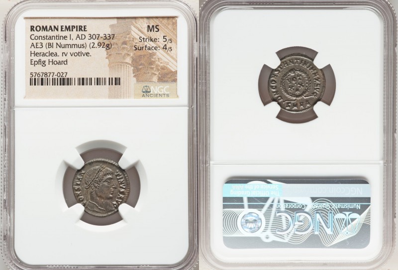 Constantine I the Great (AD 307-337). AE3 or BI nummus (18mm, 2.92 gm, 5h). NGC ...