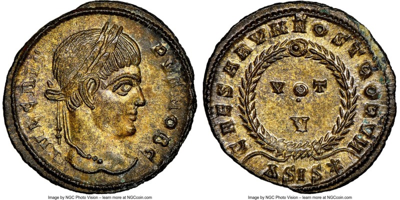 Crispus (AD 316-326). AE3 or BI nummus (19mm, 2.79 gm, 7h). NGC MS 5/5 - 5/5. Si...