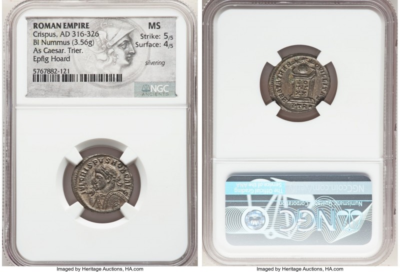 Crispus (AD 316-326). AE3 or BI nummus (19mm, 3.56 gm, 12h). NGC MS 5/5 - 4/5, S...