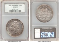 Republic Peso 1882 Genuine NCS, KM29. Second year of three year type. 

HID09801242017

© 2020 Heritage Auctions | All Rights Reserve