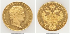 Ferdinand I gold Ducat 1847-A AU, Vienna mint, KM2262. 20.1mm. 3.48gm. 

HID09801242017

© 2020 Heritage Auctions | All Rights Reserve