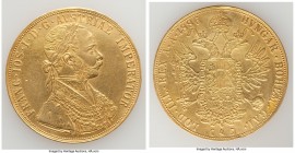 Franz Joseph I gold 4 Ducat 1886 XF (Mount Removed), Vienna mint, KM2276. 39.4mm. 13.85gm. AGW 0.4427gm. 

HID09801242017

© 2020 Heritage Auction...
