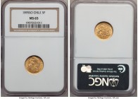 Republic gold 5 Pesos 1895-So MS65 NGC, Santiago mint, KM153. AGW 0.0883 oz. 

HID09801242017

© 2020 Heritage Auctions | All Rights Reserve