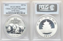 People's Republic 5-Piece Lot of Certified "First Strike" silver Panda 10 Yuan (1 oz) 2013 MS70 PCGS, KM-Unl. First Strike, one ounce each, all perfec...