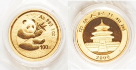 People's Republic gold "Frosted Ring" Panda 100 Yuan (1 oz) 2000 UNC, KM1307. Coin encapsulated and sealed mint plastic. 

HID09801242017

© 2020 ...