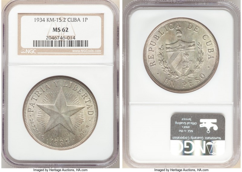 Republic "Star" Peso 1934 MS62 NGC, KM15.2. 

HID09801242017

© 2020 Heritag...