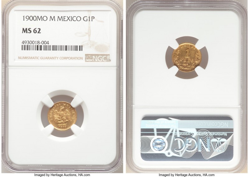 Republic gold Peso 1900 Mo-M MS62 NGC, Mexico City mint, KM410.5.

HID09801242...