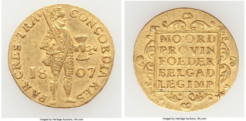 Kingdom of Holland. Louis Napoleon gold Ducat 1807 XF, KM26.2. 21.0mm. 3.39gm. ...